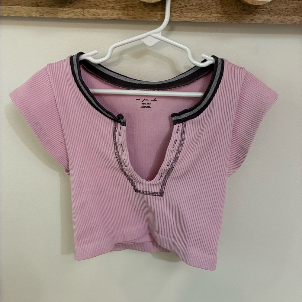 Out from under Pink Ribbed Top